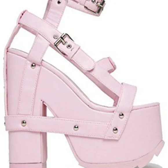 YRU Pink Nightcall Platform Sandal Heels - Picture 2 of 2